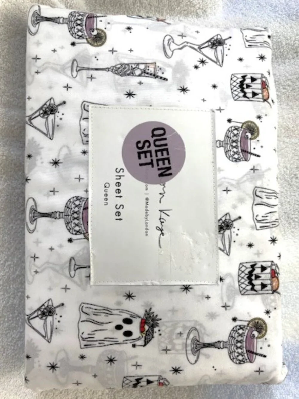 London Kaye Halloween Themed Queen Sheet Set NWT
